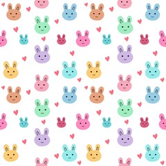 Seamless Pattern Rabbit.Hand Drawn Cute Bunny Pattern

