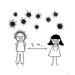 woman and man coworkers in facial covers protect from COVID-19 coronavirus in office, healthcare concept.