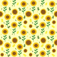 Floral seamless pattern with sunflowers.