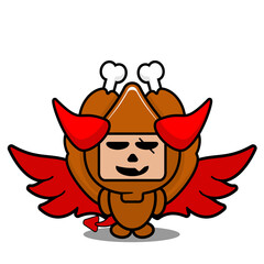 cute devil roast chicken mascot costume cartoon character vector illustration