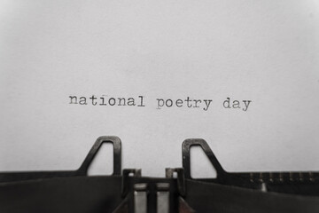 national poetry day typed words on a vintage