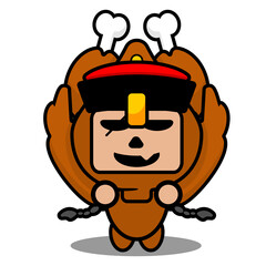 cute vampire roast chicken mascot costume cartoon character vector illustration