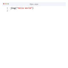 Opa language Hello World program sample in editor window