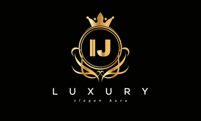 IJ royal premium luxury logo with crown	