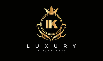 IK royal premium luxury logo with crown	