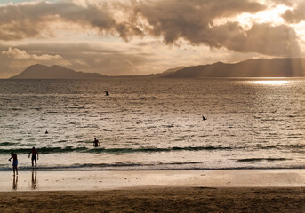 Atardecer en la playa de Portosín, Ría de Muros, Galicia
