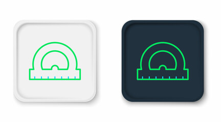 Line Protractor grid for measuring degrees icon isolated on white background. Tilt angle meter. Measuring tool. Geometric symbol. Colorful outline concept. Vector