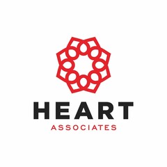 Heart Flower Logo Design, Love Circle Logo Design, Associate Circle Logo Vector