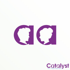 Letter or word AA sans serif font with man and woman face inside image graphic icon logo design abstract concept vector stock. can be a corporate identity related to initial or people