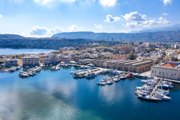 Naklejka na ściany i meble Marina and old town of Chania, Crete island. Greece