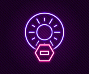 Glowing neon line No direct sunlight icon isolated on black background. Colorful outline concept. Vector