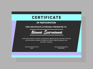 Certificate of participation template with light concept design