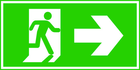Green emergency exit sign, Fire sign vector illustration. 