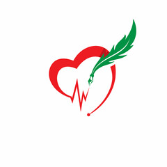 Heart icon with pulse and quill for your best business symbol