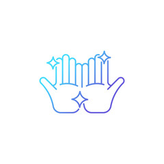 Clean hands gradient linear vector icon. Washing hands with warm water and soap. Skin, eye infections prevention. Thin line color symbol. Modern style pictogram. Vector isolated outline drawing