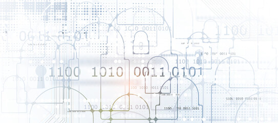internet digital security technology concept for business background. Lock on circuit board