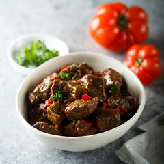 Traditional homemade beef ragout or goulash