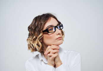 Business woman wearing glasses documents office work