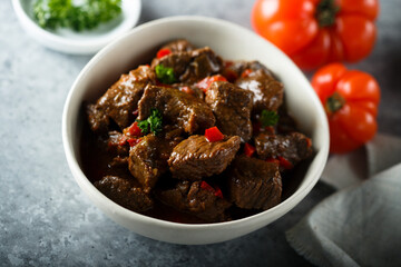 Traditional homemade beef ragout or goulash
