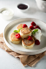 Traditional homemade cheese cakes or syrniki