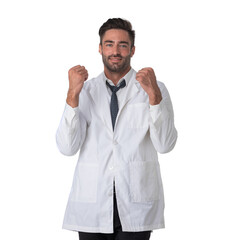 Doctor man holding fist