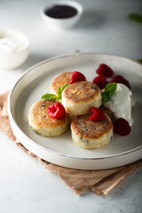Traditional homemade cheese cakes or syrniki