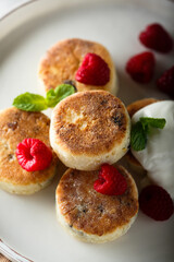 Traditional homemade cheese cakes or syrniki