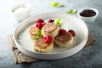 Traditional homemade cheese cakes or syrniki