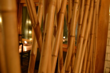 Artsy room partition made by bamboo in a restaurant in Sapa, Vietnam