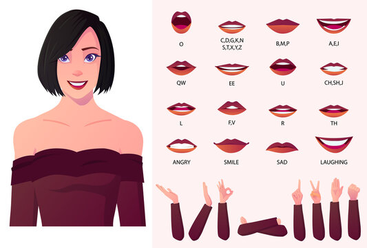 Beautiful fashion Woman Character lips-sync and Face Animation pack with hand gestures.