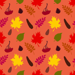 Fototapeta na wymiar Seamless pattern with colorful autumn leaves. Vector illustration.