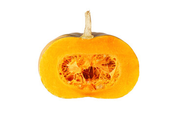 pumpkin isolated on white background. half pumpkin
