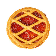 pie with jam isolated on white. homemade baking