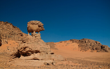 Abstract Rock formation aka pig or hedgehog at Tamezguida, Tassili nAjjer national park, Algeria - 456904929