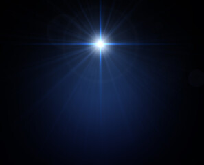 Christmas star. Nativity of Jesus Christ. Background of the beautiful dark blue sky and bright star.