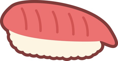 赤い握り寿司のイラスト　マグロ　サーモン　シンプル　和食