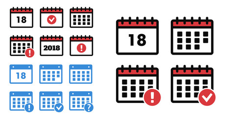 Calendar Icons. Event add delete progress