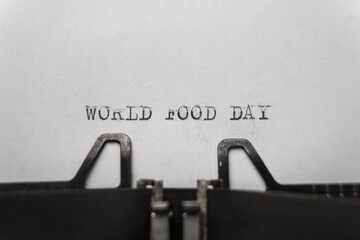 typed words on a vintage typewriter world food day