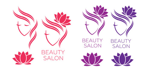 Beautiful woman vector logo template for hair salon, beauty salon, cosmetic. Beautiful woman vector