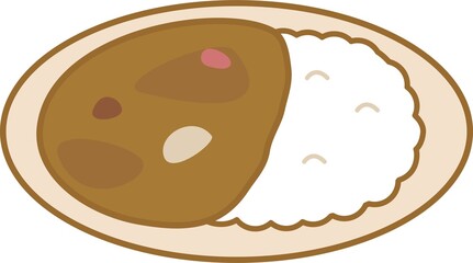 カレーのかわいいイラスト　アイコン　シンプル　