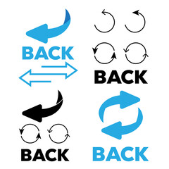 Obraz premium Page turn or back arrow flat vector set