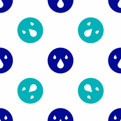 Blue Water drop icon isolated seamless pattern on white background. Vector