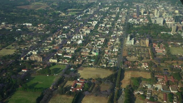 Flight over Harare the Capital of Zimbabwe