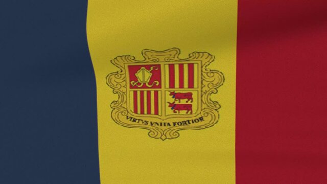 Loop Waving Flag Andorra Land 3D Closeup