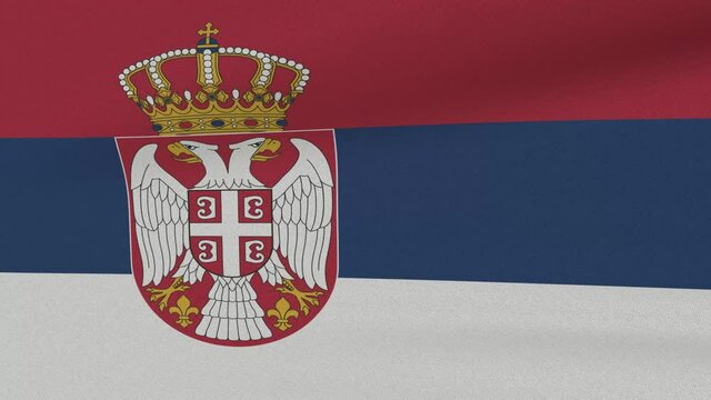 Loop Waving Flag Serbia Land 3D Closeup