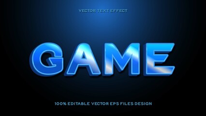 Futuristic Glossy Gradient Blue Word Game Editable Text Effect Design Template
