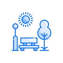 Park vector blue colours icon style illustration. Eps 10 file