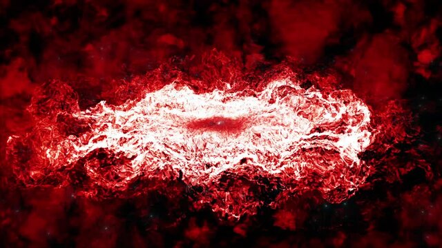 This stock motion graphic shows the energy of a volcano, volcanic magma emissions, splashes, fire. On a black background. This background will become a decoration for your projects.
