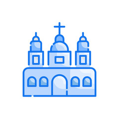 Church vector blue colours icon style illustration. Eps 10 file