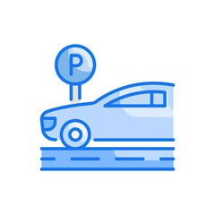 Parking vector blue colours icon style illustration. Eps 10 file